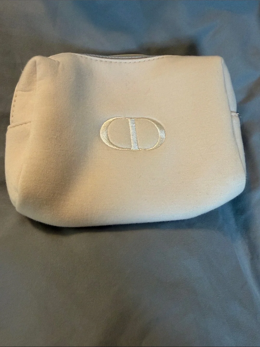 Dior Cream CD Logo Cosmetic Pouch